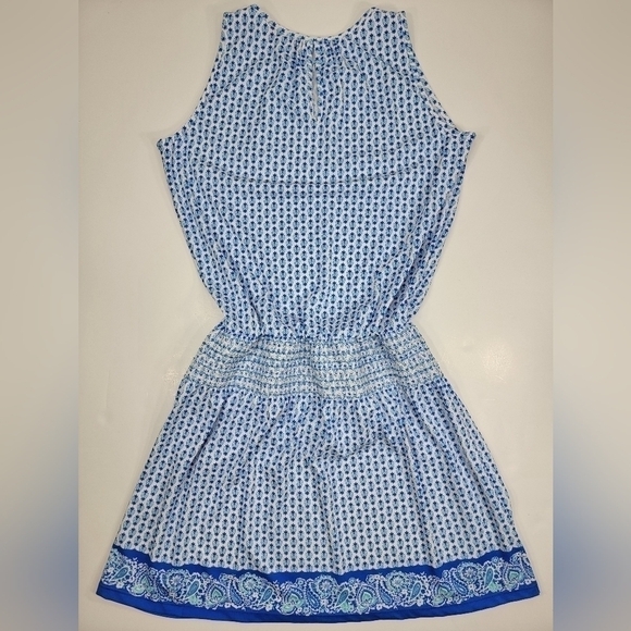 Jude Connaly Scarlett Dress Blue White A-Line Skirt Elastic Waist Sleeveless S - Picture 9 of 10